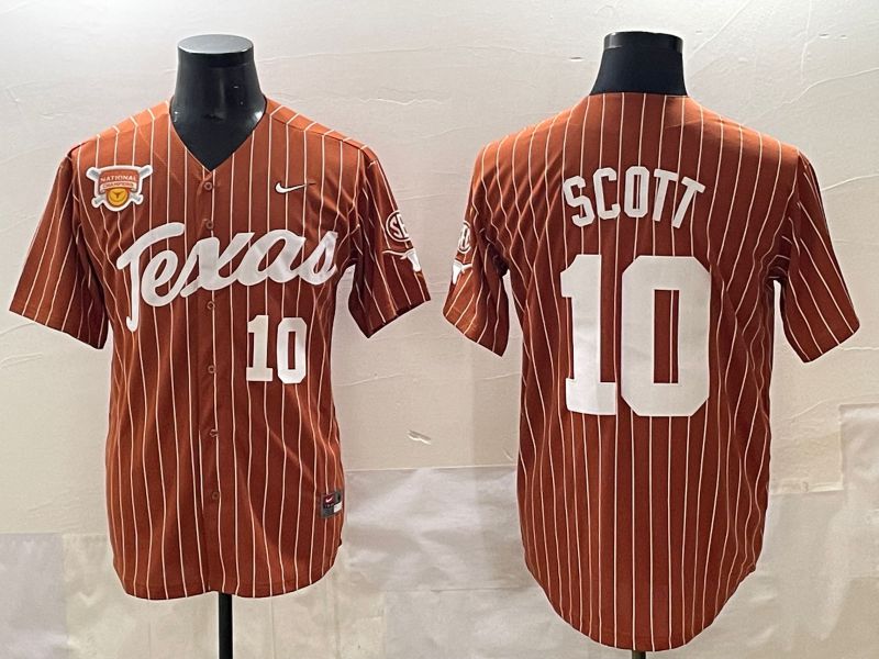 Men Texas Longhorns #10 Scott brown Nike joint Name NCAA 2025 Jersey style 38